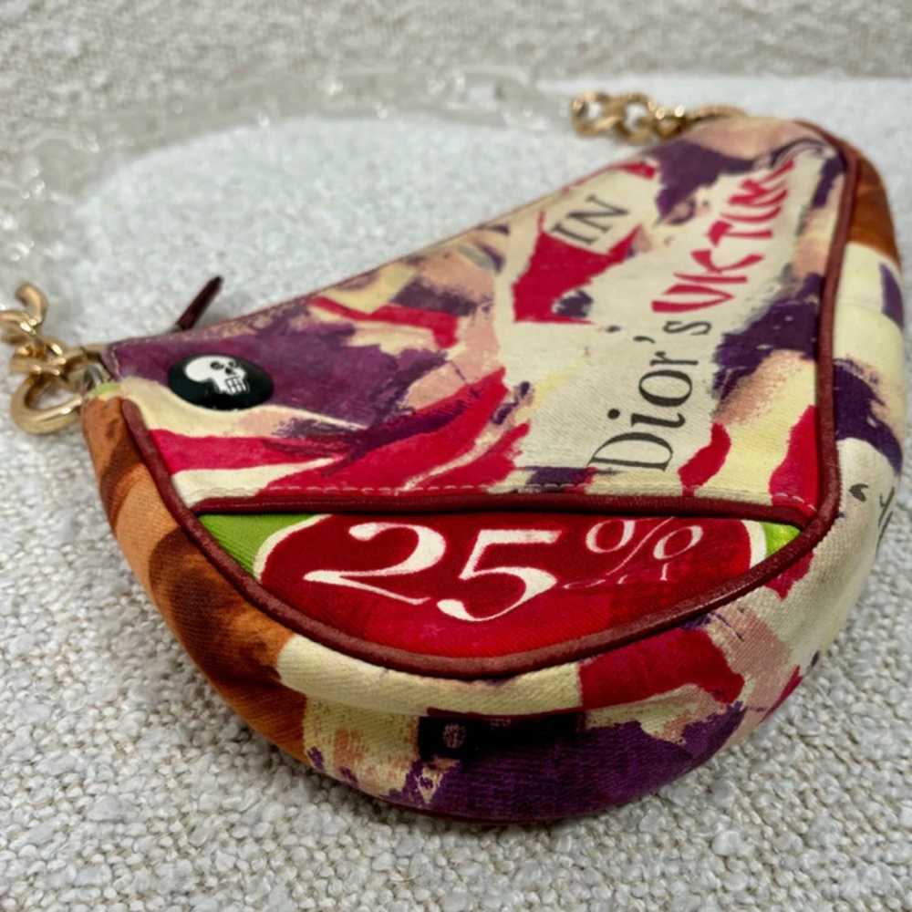 Authentic Dior Mulitcolour Canvas Le Victim Mini Saddle Bag Pochette - Picture 3 of 9